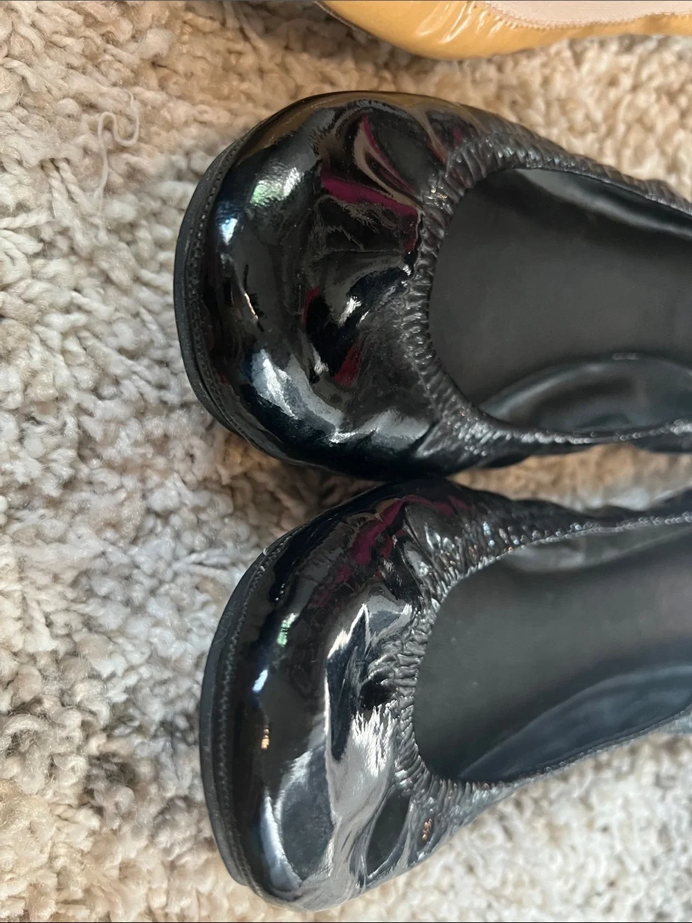 TORY BURCH Patent Leather Ballet Flats in Tan and Black - 2 Pairs!